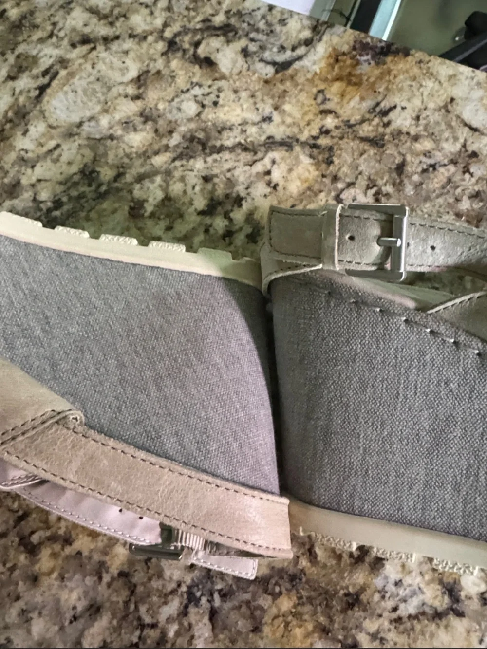 b.o.c. Crisscross Taupe Wedge Sandals